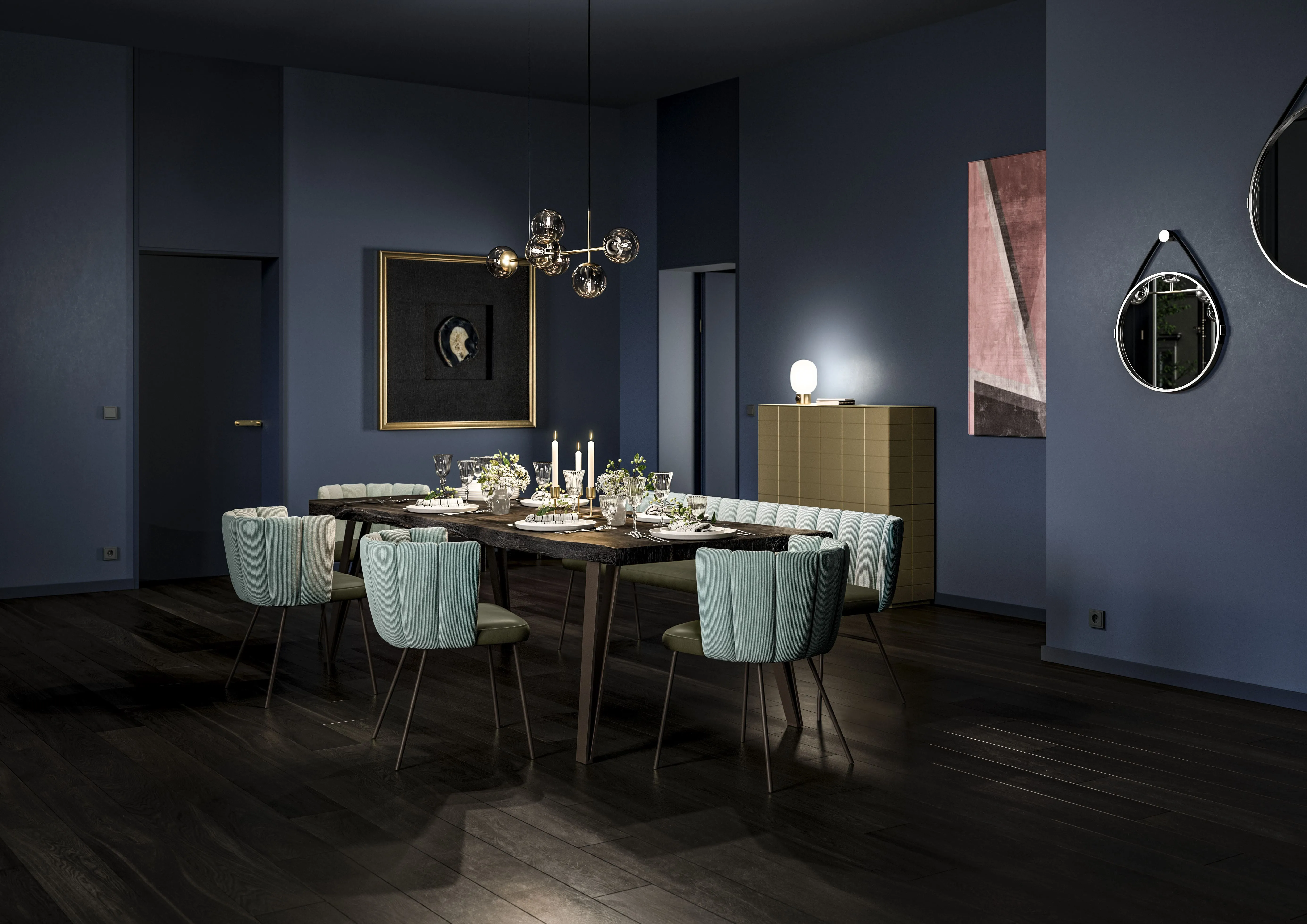 Milieu-Bild von KFF Gaia Stühlen rund um einen Esstisch